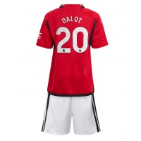 Camiseta Manchester United Diogo Dalot #20 Primera Equipación Replica 2023-24 para niños mangas cortas (+ Pantalones cortos)